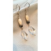 707 boucles d'oreilles nacre, hématite, swarovski, argent sterling